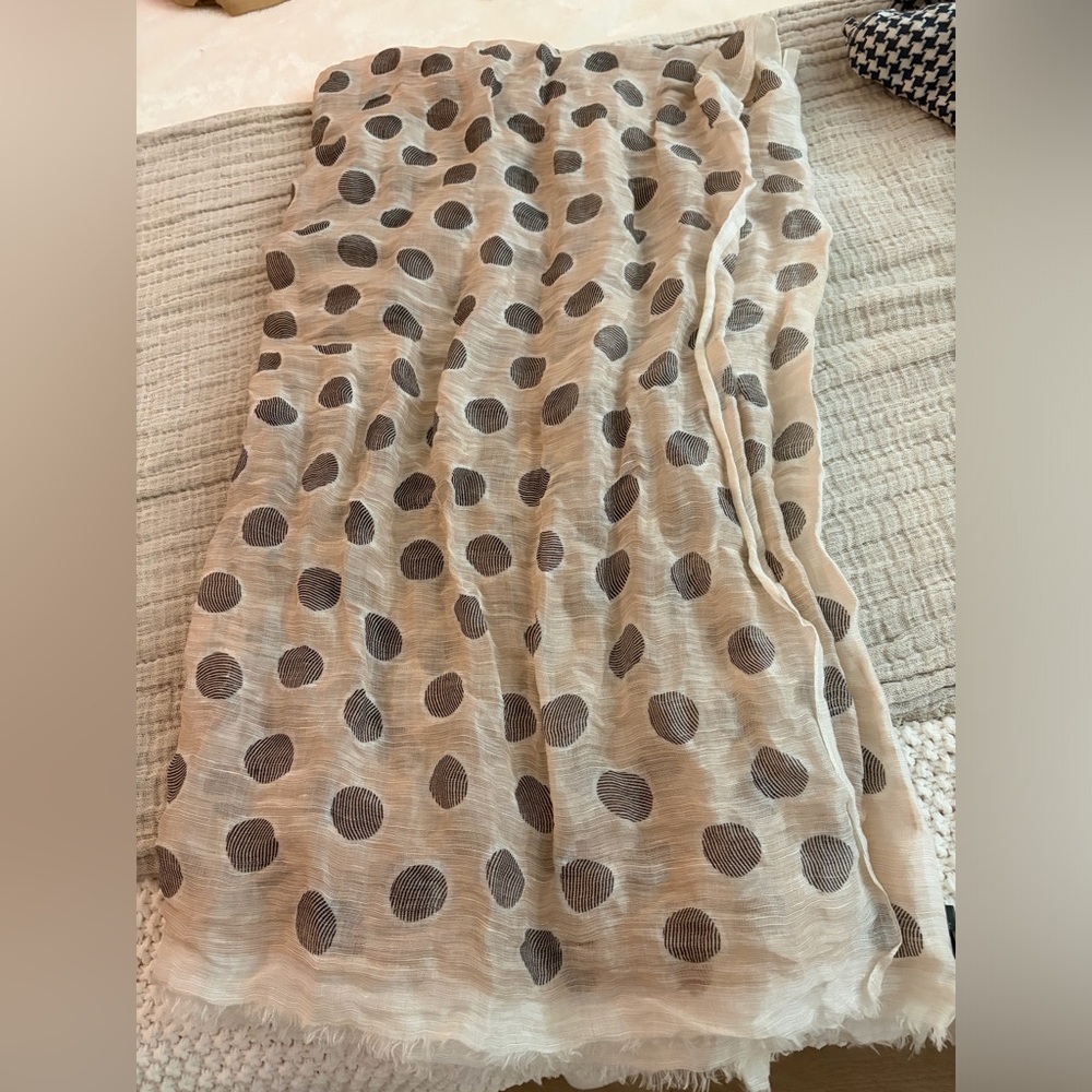 MARELLA Beige Scarf with Black Polka Dots